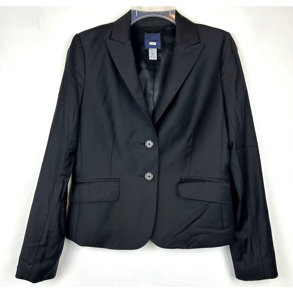 J Crew Blazer Womens 6 Black Wool Jacket Professional Office Preppy Career